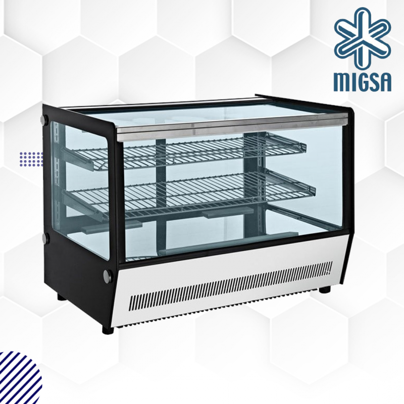 MIGSA GN-1200HRT | Vitrina caliente mostrador cristal recto 1.20 mts