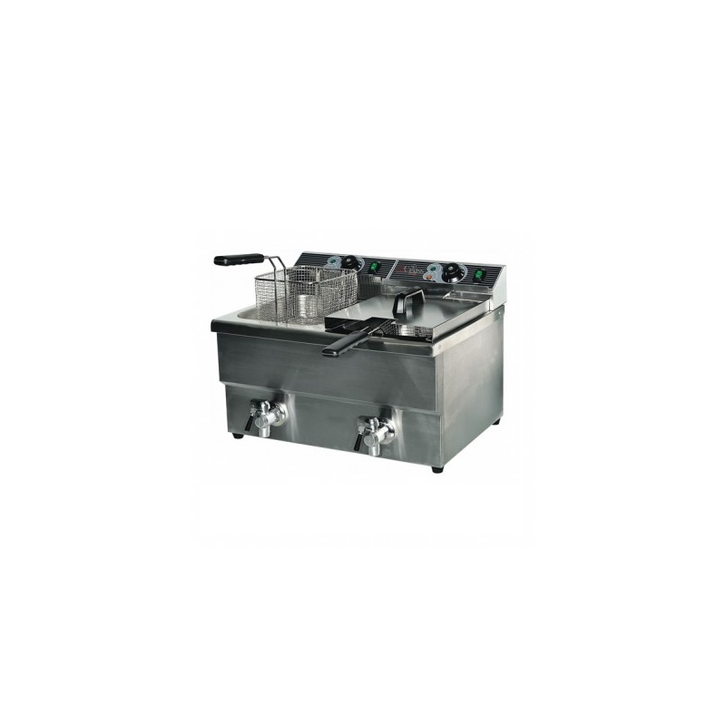 KREPPSLAND DZL-42L | Freidora electrica 42 lts (2freidoras de aceite industrial1+21) con valvula de drenaje