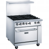 MIGSA DCR36-6Q | Estufa comercial a gas 6 quemadores y horno con respaldo