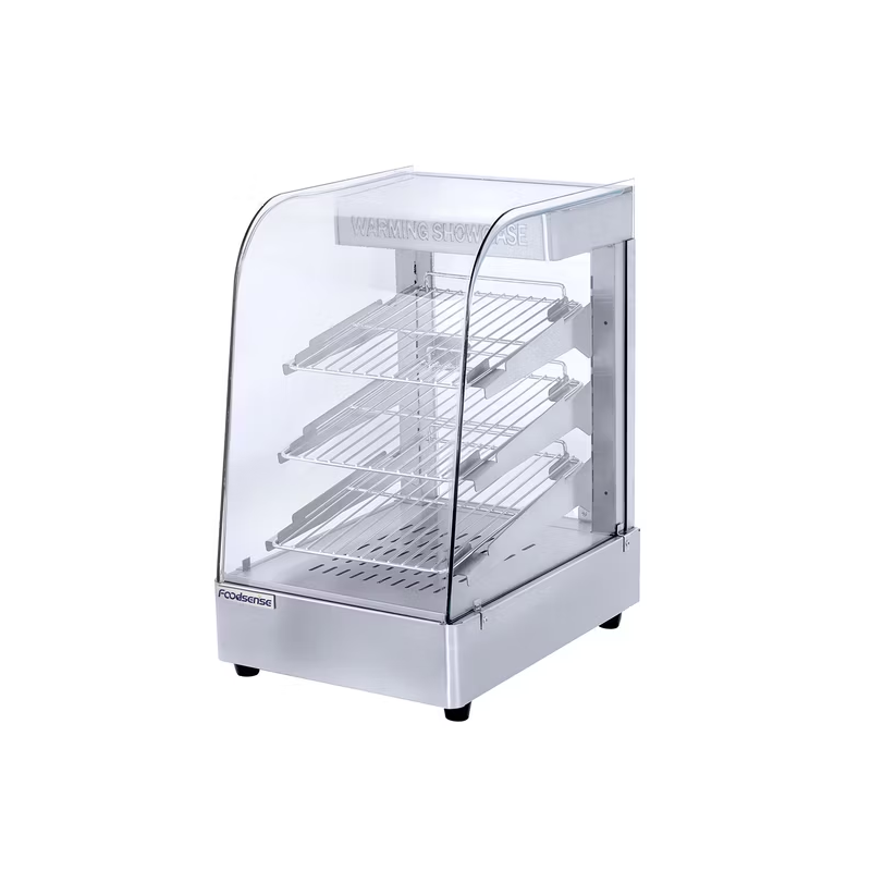 KREPPSLAND HW-861 | Vitrina caliente cristal curvo en acero inox 35 cm