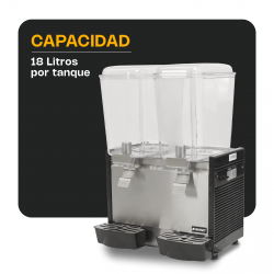 RHINO DISBEF-2T | Dispensador de Bebidas Frías 2 Tanques 18 lts tipo fuente
