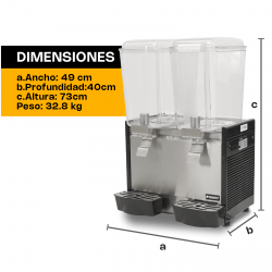 RHINO DISBEF-2T | Dispensador de Bebidas Frías 2 Tanques 18 lts tipo fuente