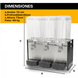 RHINO DISBEF-3T | Dispensador de Bebidas Frías 3 Tanques 18 lts tipo fuente