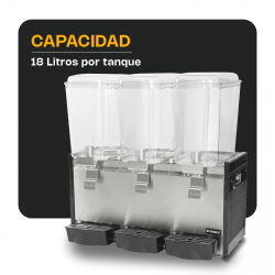RHINO DISBEF-3T | Dispensador de Bebidas Frías 3 Tanques 18 lts tipo fuente