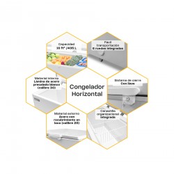 RHINO CONGECO-16 | Congelador horizontal tipo baul 16"