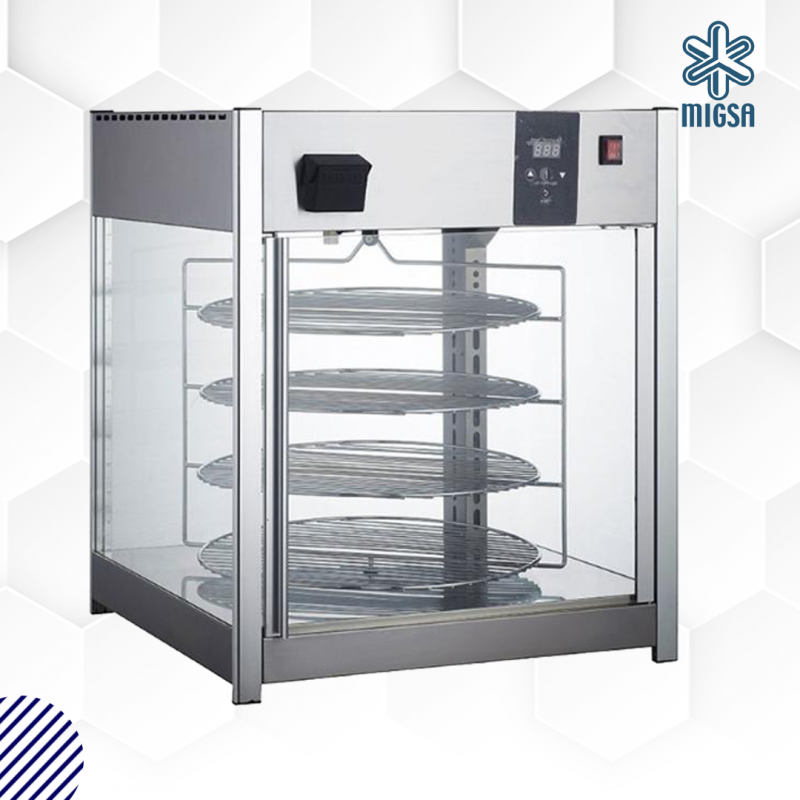 MIGSA RTR-158L | Exhibidor y calentador de pizza con humedad 45 cm