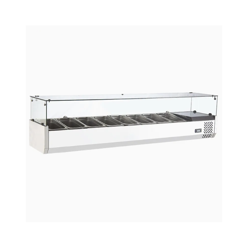 Kreppsland GN-1830SB | Vitrina barra fria para ensaladas y pizza sobre mesa 1.75