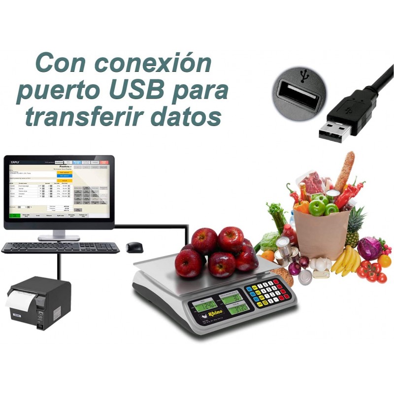 RHINO BAR 8RS | Bascula digital de 40 kg con puerto par PC